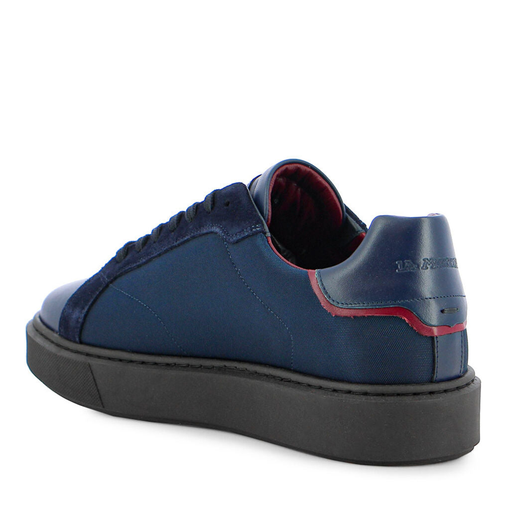 Navy Blue Canvas Sneakers with Red Embroidery