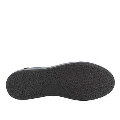 Navy Blue Canvas Sneakers with Red Embroidery