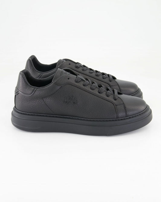 Black Textured Sneakers with Lace-Up Design
