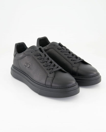 Black Textured Sneakers with Lace-Up Design