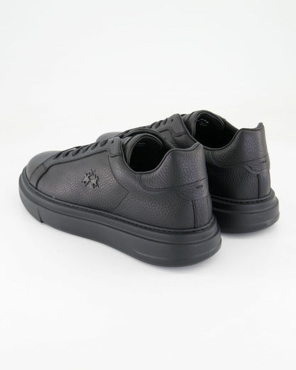 Black Textured Sneakers with Lace-Up Design