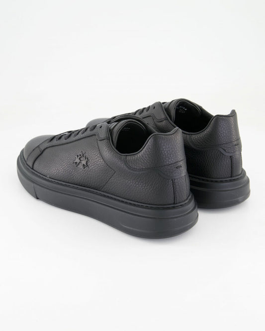 Black Textured Sneakers with Lace-Up Design