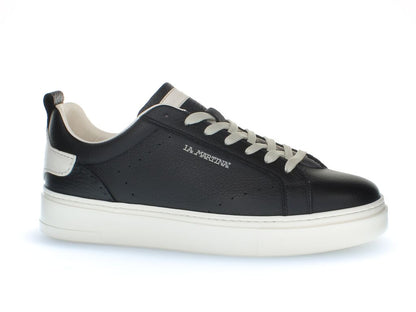 Black Leather Sneakers with Contrast Detail