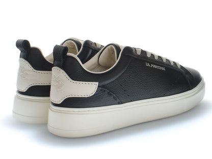 Black Leather Sneakers with Contrast Detail