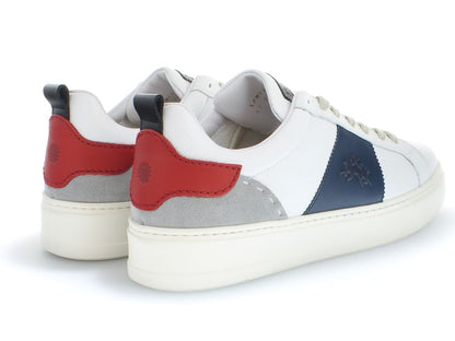 White Leather Low-Top Sneakers with Colorblock Detail