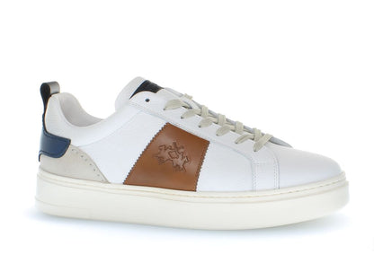White Leather Casual Sneakers with Embossed Detail