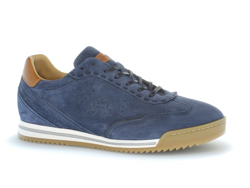 Navy Suede Sneaker with Contrast Heel