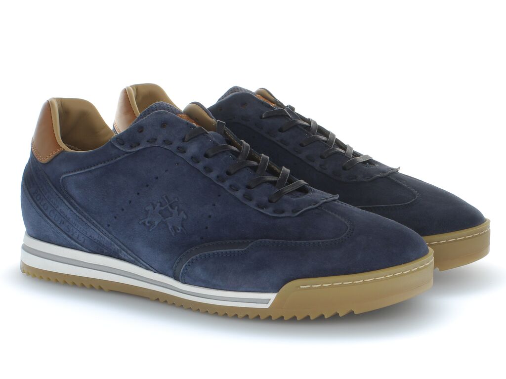 Navy Suede Sneaker with Contrast Heel