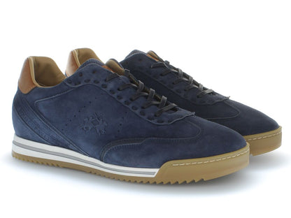 Navy Suede Sneaker with Contrast Heel