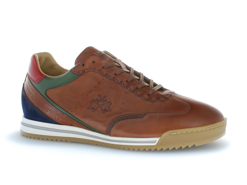 Brown Leather Sneaker with Multicolor Accents