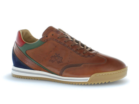 Brown Leather Sneaker with Multicolor Accents