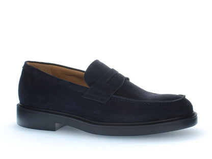 Navy Suede Loafers with Contemporary Heel