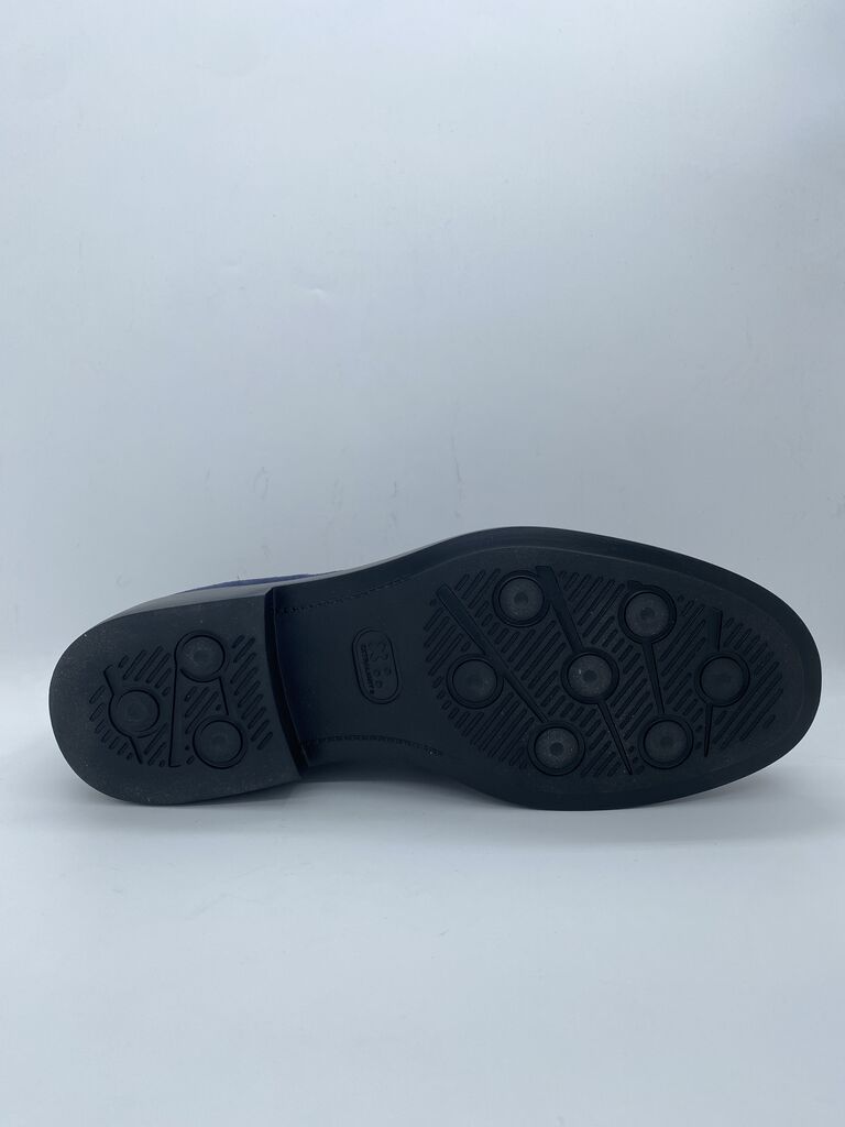 Navy Suede Loafers with Contemporary Heel