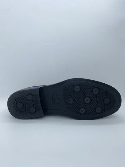 Navy Suede Loafers with Contemporary Heel