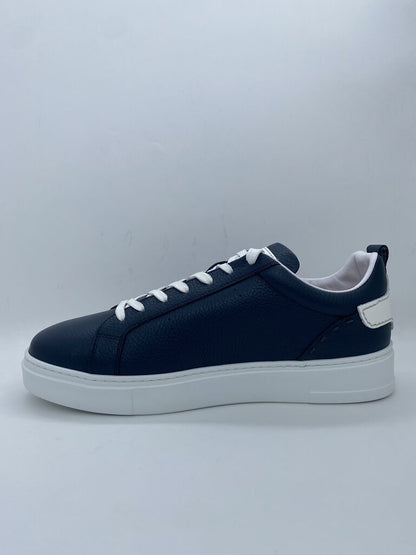 Navy Leather Classic Sneakers with White Sole
