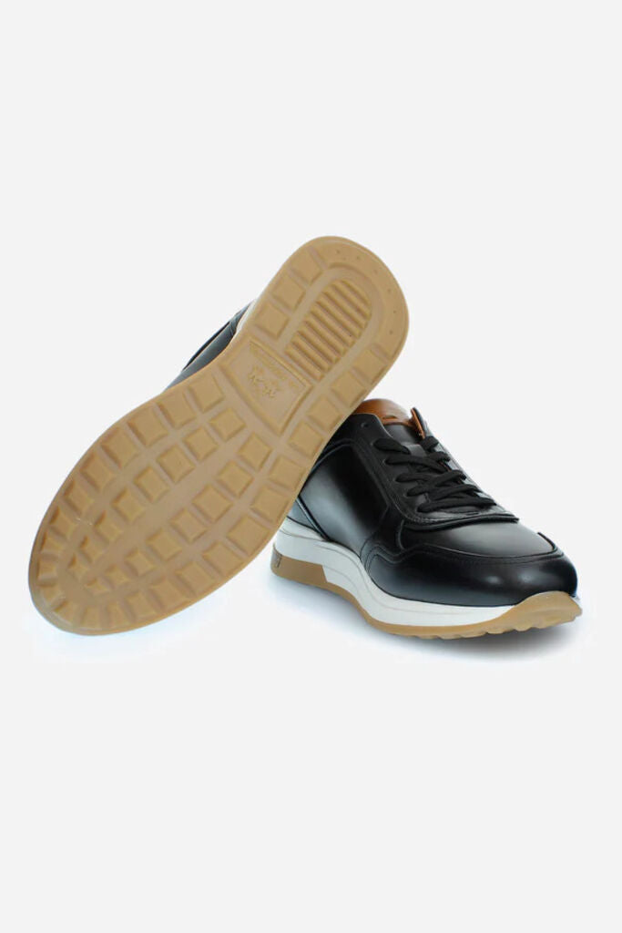 Black Leather Sneaker with Contrast Heel