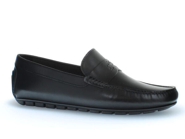 Black Smooth Loafer with Logo Detail