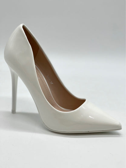 Ivory Patent Pointed-Toe Stiletto Heels