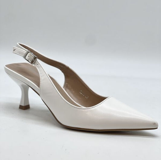 White Patent Slingback Kitten Heel