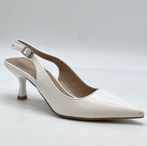 White Patent Slingback Kitten Heel