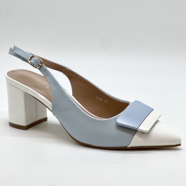 Sling-Back Nappa BLU/WHI