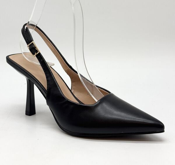 Black Slingback Pointed Toe Heels