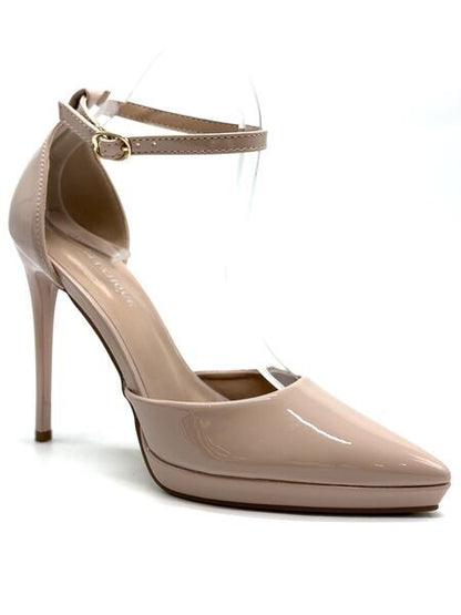 Nude Patent Ankle Strap Stiletto