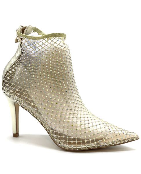 Gold Mesh Pointed Ankle Boot with Stiletto Heel