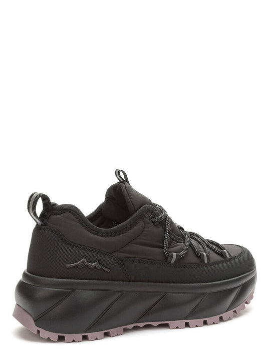 Black Textured Sneakers with Contrasting Sole