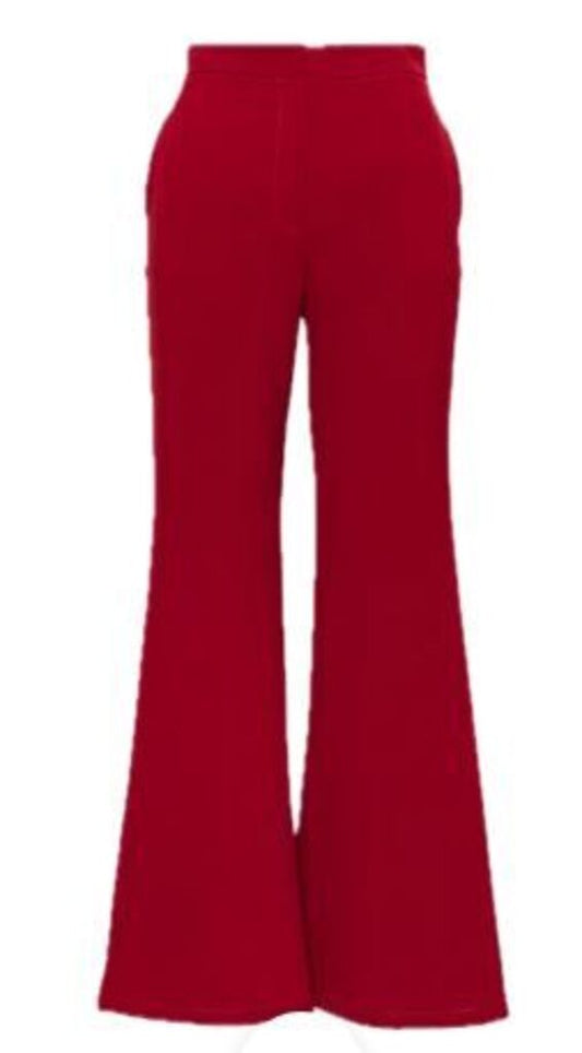 Red Flare Pants with High Waist