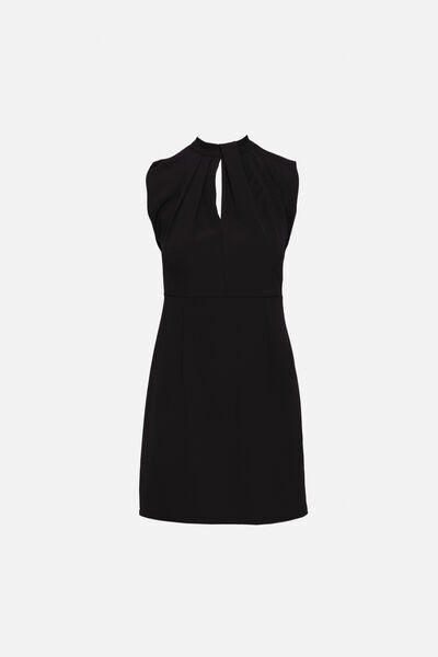 Black Classic Midi Dress with Keyhole Detail