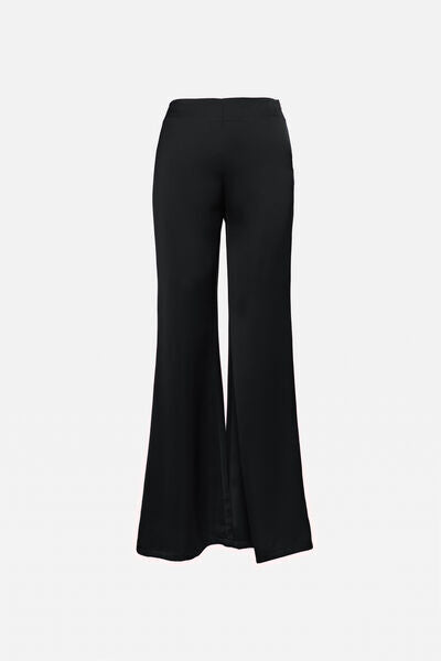 Black Wide-Leg Pants with Flared Hem