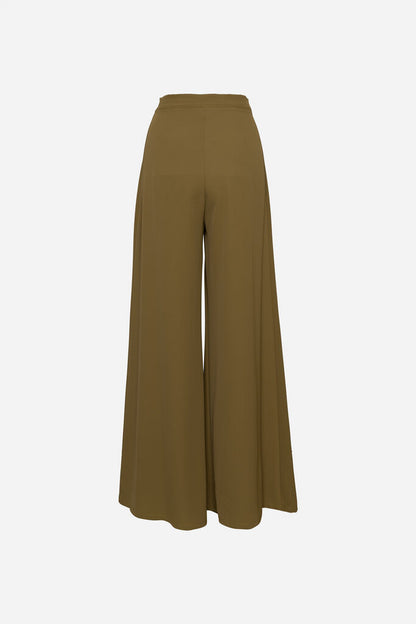 Olive Wide-Leg Pants with High Waist