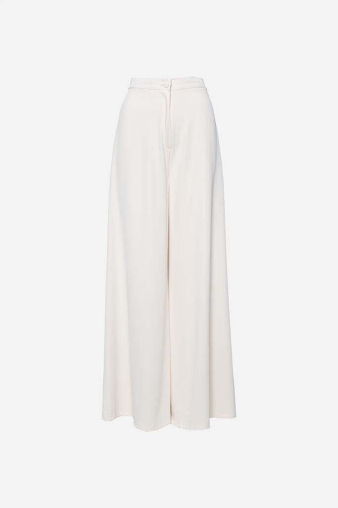 Ivory Wide-Leg Trousers with Classic High-Waist