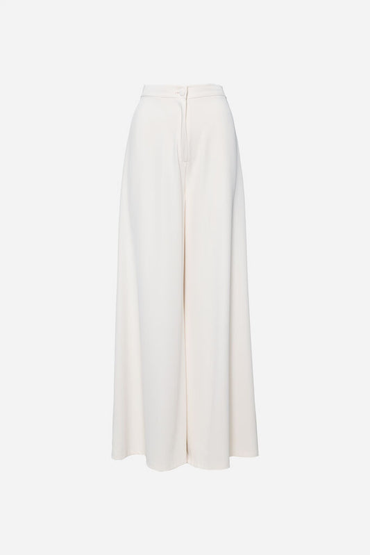 Ivory Wide-Leg Trousers with Classic High-Waist