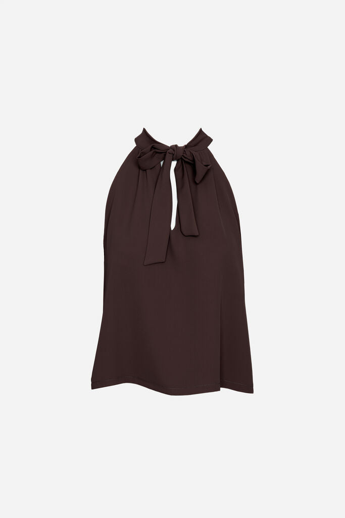 Chocolate Tie-Neck Halter Top