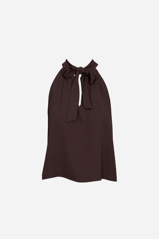 Chocolate Tie-Neck Halter Top