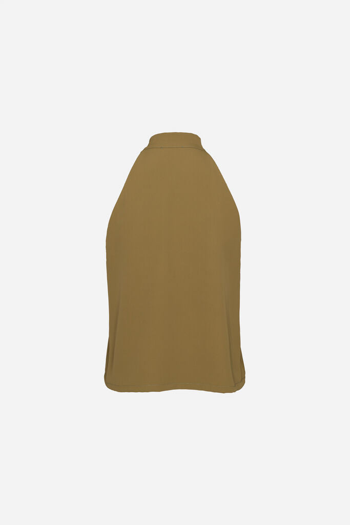 Olive Tie-Neck Halter Top
