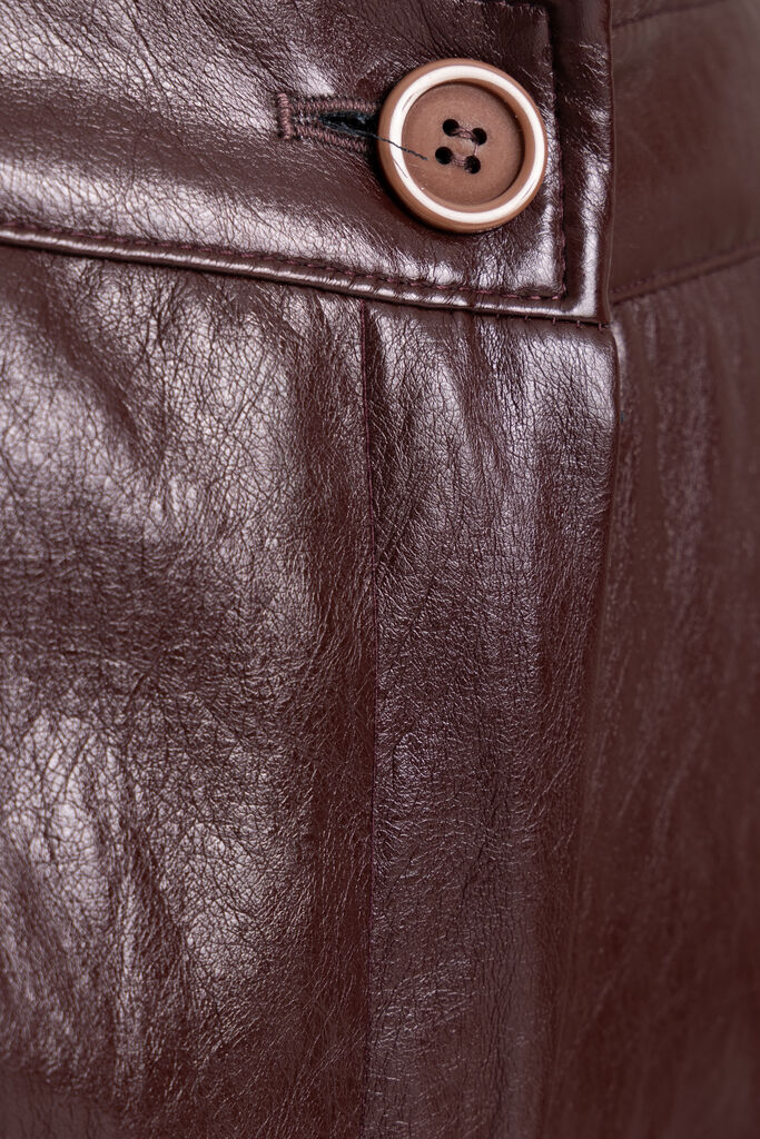 Chocolate Faux Leather Wide-Leg Pants