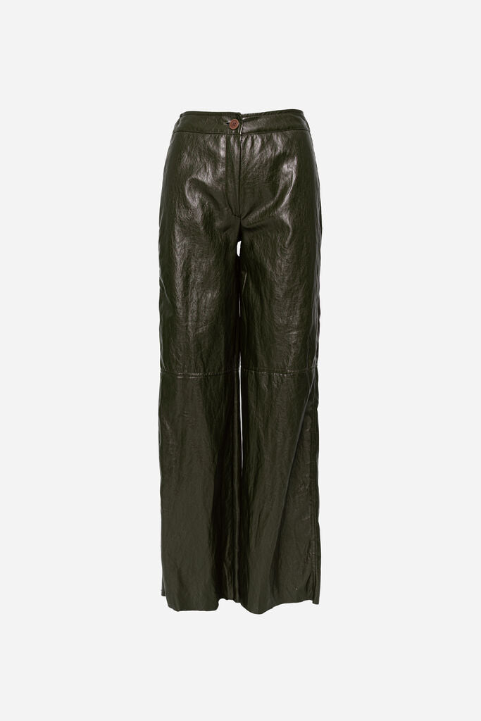 Black Textured Wide-Leg Trousers