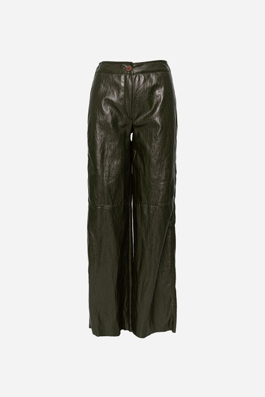 Black Textured Wide-Leg Trousers