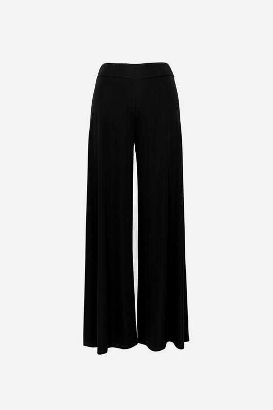 Black Flowing Wide-Leg Trousers