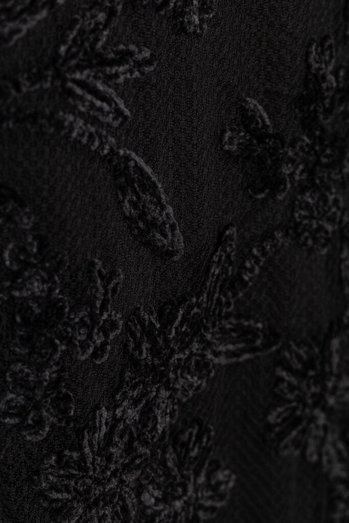 Black Lace Embroidered Skirt with Sheer Hem