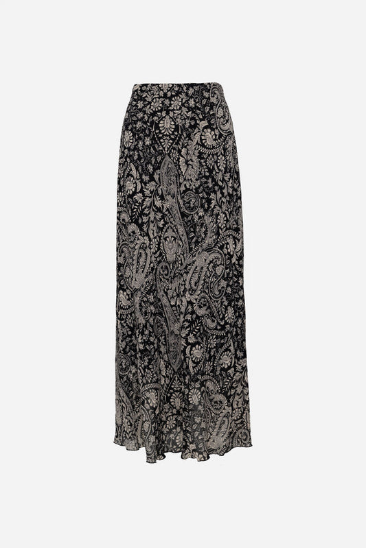 Black Paisley Maxi Skirt with Flowing Design
