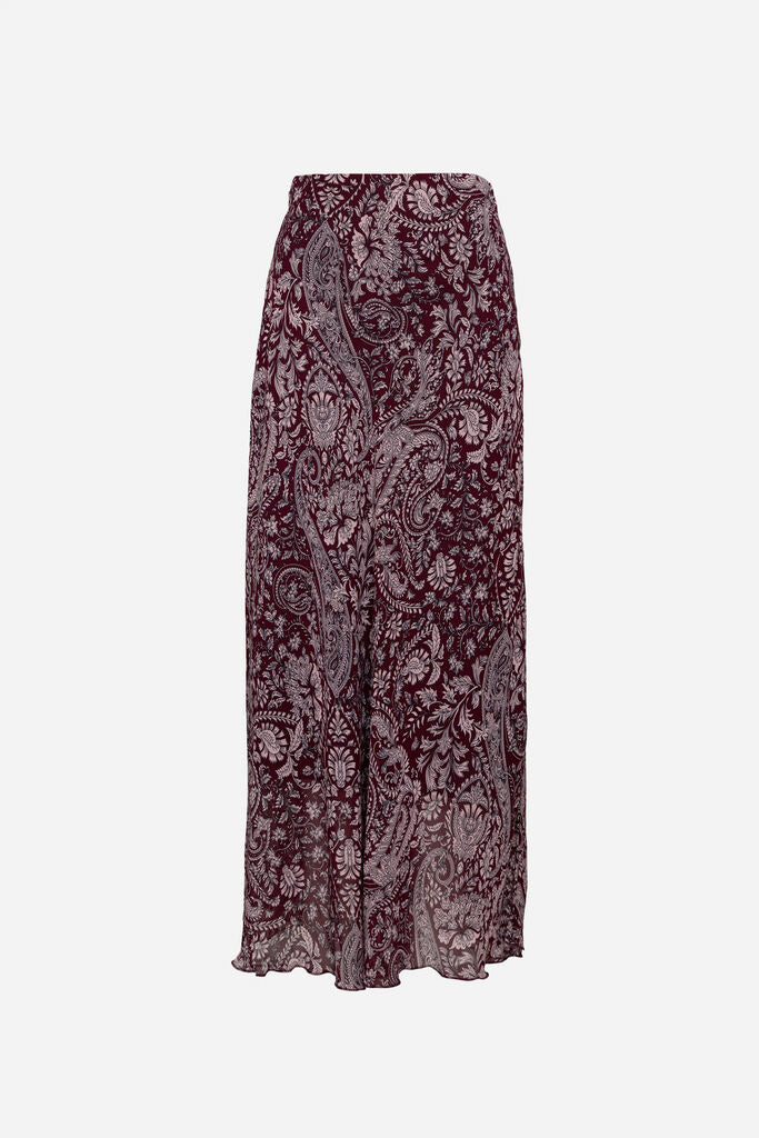 Burgundy Paisley Long Skirt