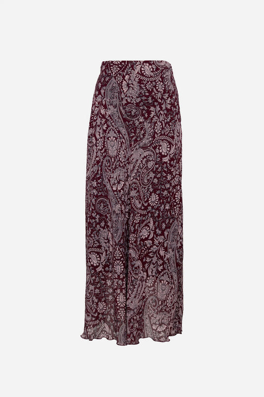 Burgundy Paisley Long Skirt