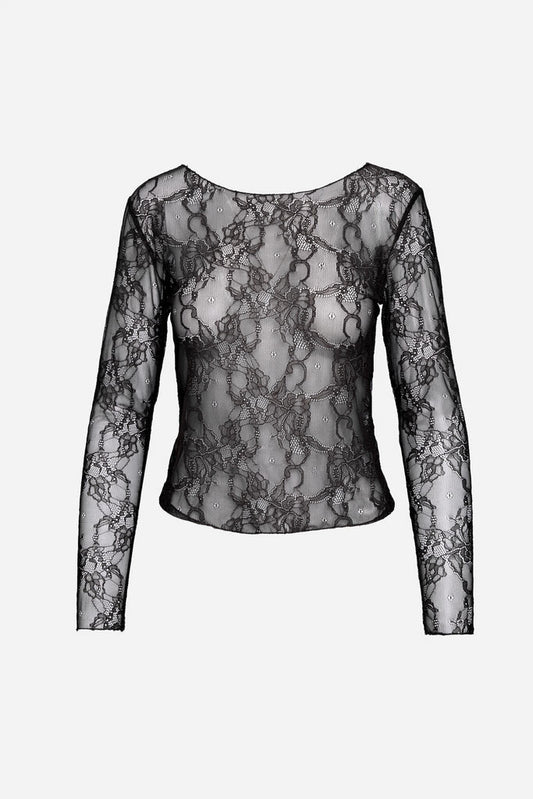 Black Lace Long Sleeve Top
