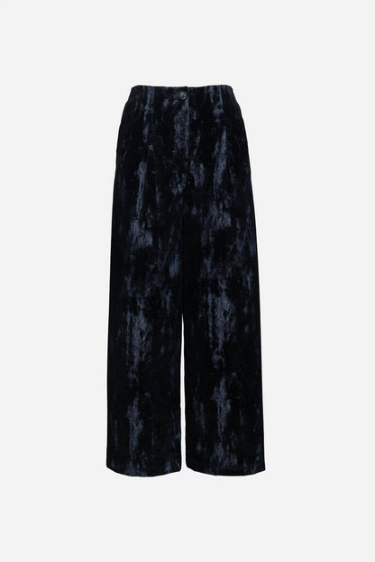Black Textured Trousers with Wide Leg
