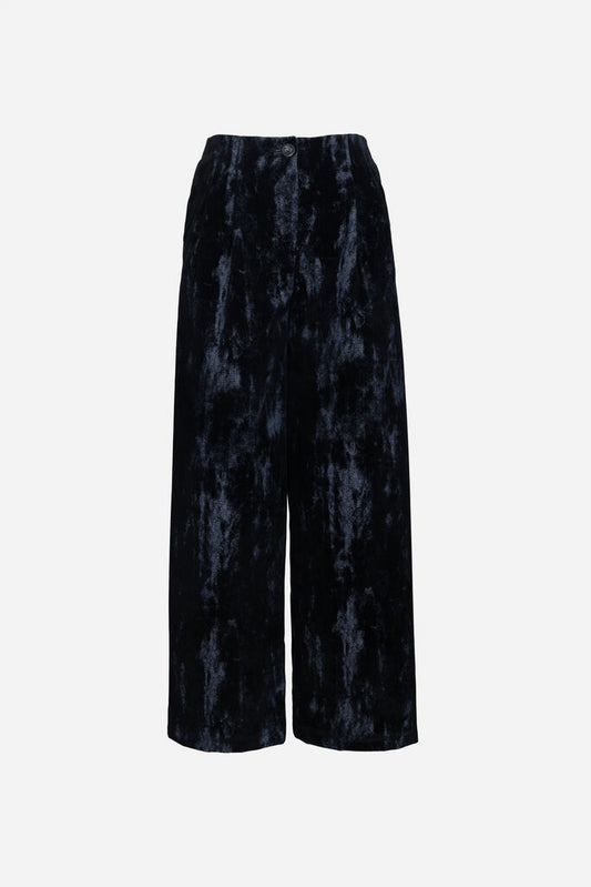 Black Textured Trousers with Wide Leg