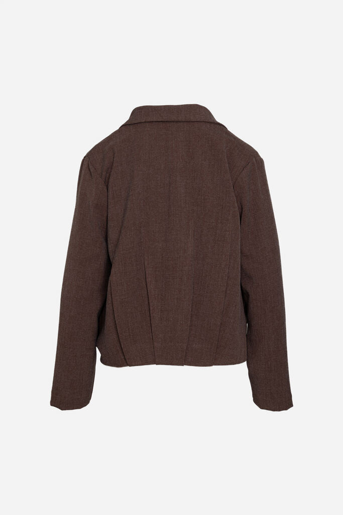 Brown Textured Jacket with Button Closure